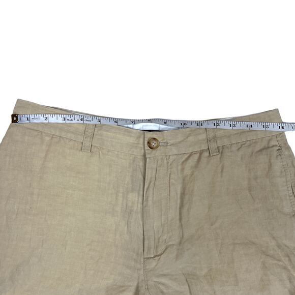 Vineyard Vines Clubhouse Shorts Tan Khaki‎ Men's 33 Linen Silk Blend Zip Fly - Picture 5 of 10